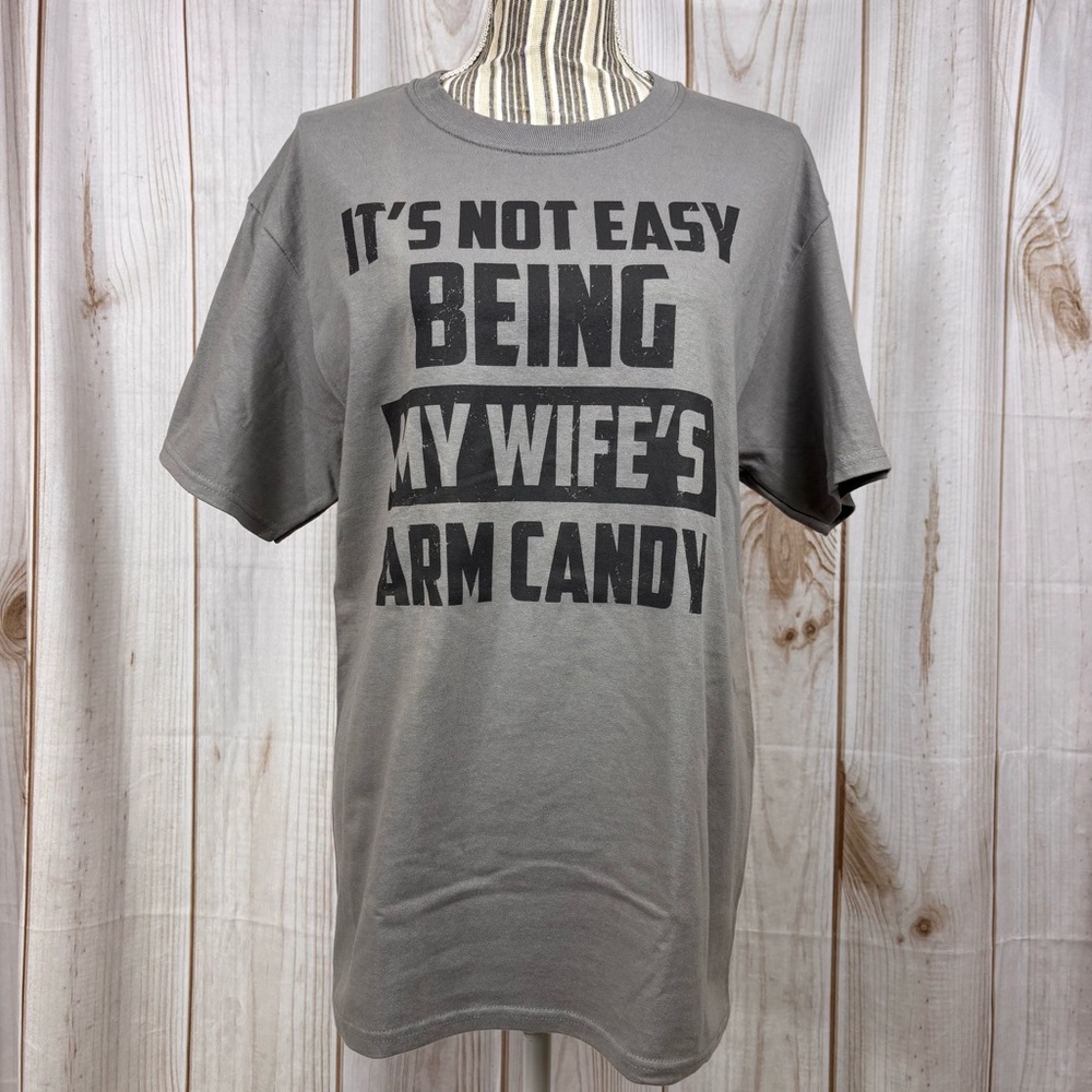 Port & Company Mens Graphic Tee Humor Short Sleeve T-Shirt Gray Size Medium